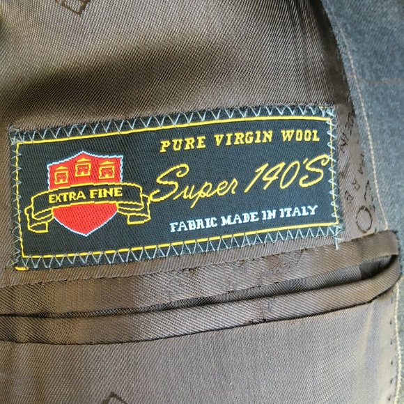 Brown Checkered Enzo Suit Virgin Wool 40R 30x30 Pant, Dress Shirt, Pocket Square - Picture 9 of 12